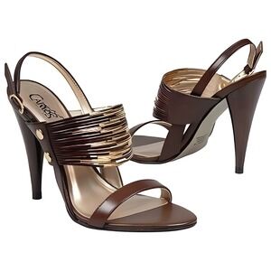 Carlos‎ by Carlos Santana Women's Dark Brown Gold Strappy Stiletto Heels Size 9M